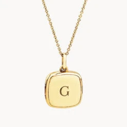Engravable Square Locket Necklace In Gold