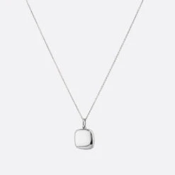 Engravable Square Locket Necklace In Silver -Fashion Accessories Store square silver locket necklace medley jewellery necklace 19202538832031