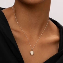 Engravable Square Locket Necklace In Silver -Fashion Accessories Store square silver locket necklace medley jewellery necklace 30588141764767