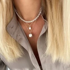 Engravable Square Locket Necklace In Silver -Fashion Accessories Store square silver locket necklace medley jewellery necklace 37418739499238