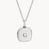 Engravable Square Locket Necklace In Silver