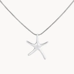 Starfish Pendant Necklace In Silver