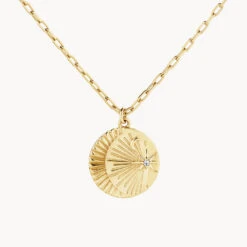 Sun And Moon Pendant Necklace In Gold