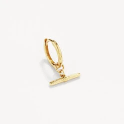T-Bar Drop Charm Huggies In Gold -Fashion Accessories Store t bar drop charm huggies in gold medley jewellery earrings 42638482211046