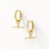 T-Bar Drop Charm Huggies In Gold