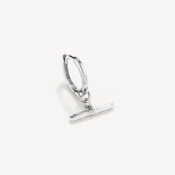 T-Bar Drop Charm Huggies In Silver -Fashion Accessories Store t bar drop charm huggies in silver medley jewellery earrings 42638491582694