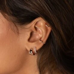 Thick Dome Huggies In Rose Gold -Fashion Accessories Store thick dome huggies in rose gold medley jewellery earrings 28776505802911