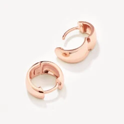 Thick Dome Huggies In Rose Gold -Fashion Accessories Store thick dome huggies in rose gold medley jewellery earrings 36888659099878
