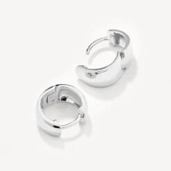 Thick Dome Huggies In Silver -Fashion Accessories Store thick dome huggies in silver medley jewellery earrings 36835523363046