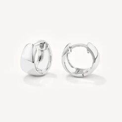 Thick Dome Huggies In Silver