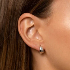 Thick Dome Huggies In Silver -Fashion Accessories Store thick dome huggies in silver medley jewellery earrings 37595978629350