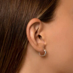 Thick Dome Huggies In Silver -Fashion Accessories Store thick dome huggies in silver medley jewellery earrings 37595978727654