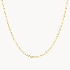 Thin Flat Curb Chain Necklace In Gold