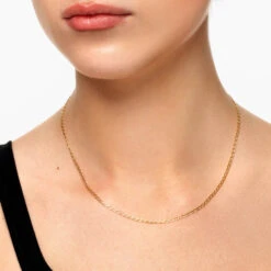 Thin Flat Curb Chain Necklace In Gold -Fashion Accessories Store thin flat curb chain necklace in gold medley jewellery necklace 39729466409190