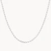 Thin Flat Curb Chain Necklace In Silver