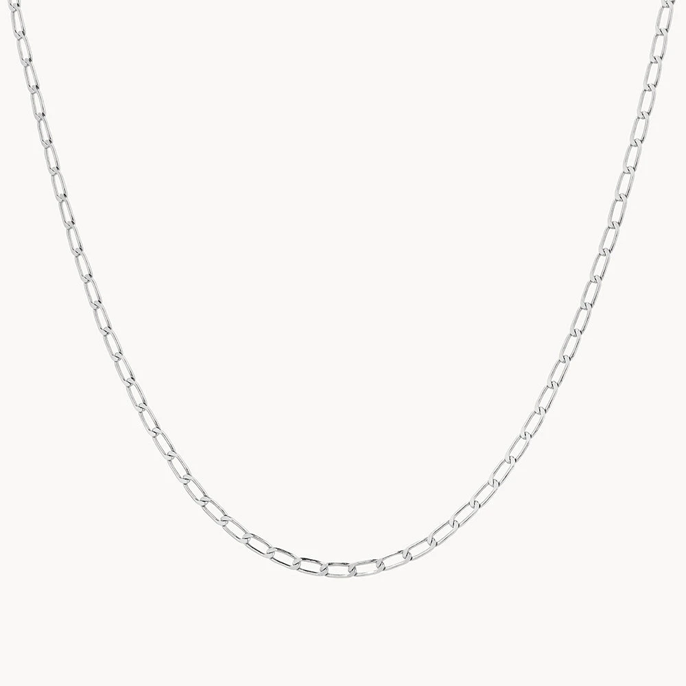 Thin Flat Curb Chain Necklace In Silver 1 Thin Flat Curb Chain Necklace In Silver