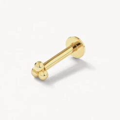 Triple Ball Helix Single Stud Earring In 10k Gold