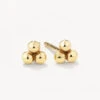 Triple Ball Stud Earrings In 10k Gold
