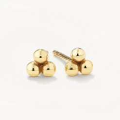 Triple Ball Stud Earrings In 10k Gold