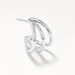 Triple Hoop Stud Earrings In Silver -Fashion Accessories Store triple hoop stud earrings in silver medley jewellery earrings 40459221663974