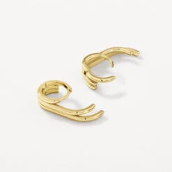 Triple Lobe Cuff Huggie Earring In Gold -Fashion Accessories Store triple lobe cuff huggie earring in gold medley jewellery earrings 41810852380902