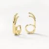 Triple Lobe Cuff Huggie Earring In Gold