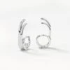 Triple Lobe Cuff Huggie Earring In Silver