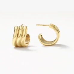 Triple Wave Hoop Earrings In Gold
