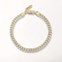 Two Tone Cuban Chain Bracelet In Gold