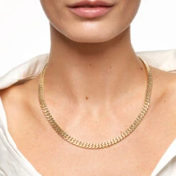 Two Tone Cuban Chain Necklace In Gold -Fashion Accessories Store two tone cuban chain necklace in gold medley jewellery necklace 41227240702182
