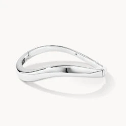 Wave Dome Bangle In Silver