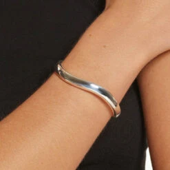 Wave Dome Bangle In Silver -Fashion Accessories Store wave dome bangle in silver medley jewellery bracelets bangle 39933063954662