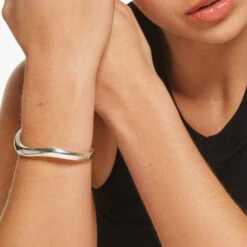 Wave Dome Bangle In Silver -Fashion Accessories Store wave dome bangle in silver medley jewellery bracelets bangle 39966933024998