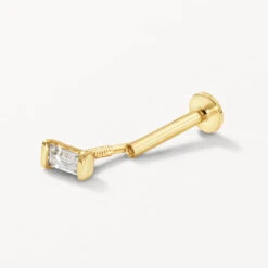 White Sapphire Baguette Helix Single Stud Earring In 10k Gold -Fashion Accessories Store white sapphire baguette helix single stud in 10k gold medley jewellery earrings 39416946000102