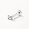 White Sapphire Baguette Helix Single Stud Earring In Silver
