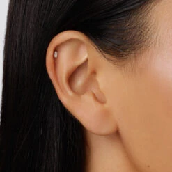 White Sapphire Baguette Helix Single Stud Earring In Silver -Fashion Accessories Store white sapphire baguette helix single stud in silver medley jewellery earrings 39441733091558