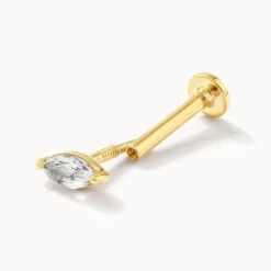 White Sapphire Marquise Helix Single Stud Earring In 10k Gold -Fashion Accessories Store white sapphire marquise helix single stud earring in 10k gold medley jewellery earrings 39708239298790