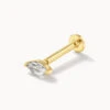White Sapphire Marquise Helix Single Stud Earring In 10k Gold