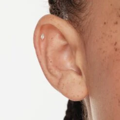 White Sapphire Marquise Helix Single Stud Earring In Silver -Fashion Accessories Store white sapphire marquise helix single stud earring in silver medley jewellery earrings 42638744486118