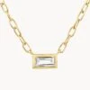 White Topaz Baguette Chain Necklace In Gold