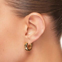 White Topaz Baguette Curve Huggies In Gold 10 White Topaz Baguette Curve Huggies In Gold -Fashion Accessories Store white topaz baguette curve huggies in gold medley jewellery earrings 40459163304166