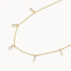 White Topaz Baguette Droplet Chain Necklace In Gold -Fashion Accessories Store white topaz baguette droplet chain necklace in gold medley jewellery necklace 40459127029990