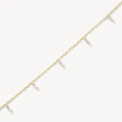 White Topaz Baguette Droplet Chain Necklace In Gold -Fashion Accessories Store white topaz baguette droplet chain necklace in gold medley jewellery necklace 40459127095526