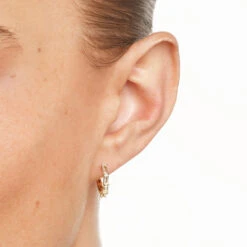 White Topaz Baguette Huggie Earrings In Gold -Fashion Accessories Store white topaz baguette huggie earrings in gold medley jewellery earrings 41223704936678