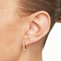 White Topaz Baguette Huggie Earrings In Gold -Fashion Accessories Store white topaz baguette huggie earrings in gold medley jewellery earrings 41223704969446