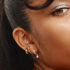 White Topaz Baguette Wave Suspender Bar Earrings In Gold -Fashion Accessories Store white topaz baguette wave suspender bar earrings in gold medley jewellery earrings 41879068672230