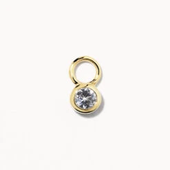 White Topaz Circle Charm In 10k Gold
