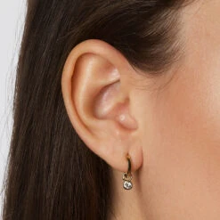 White Topaz Circle Charm In 10k Gold -Fashion Accessories Store white topaz circle charm in 10k gold medley jewellery earrings 39079909327078