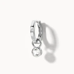 White Topaz Circle Charm In Silver -Fashion Accessories Store white topaz circle charm in silver medley jewellery earrings 39071795970278