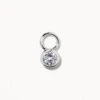 White Topaz Circle Charm In Silver